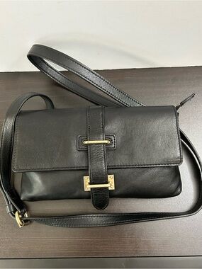 Foley + Corinna - Black Leather Crossbody Bag with Gold Hardware
